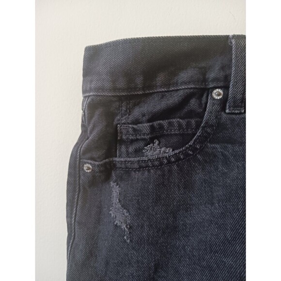 Old Navy Denim Jean Shorts High Rise Slouchy‎ Straight Black Size 26 - Picture 5 of 7